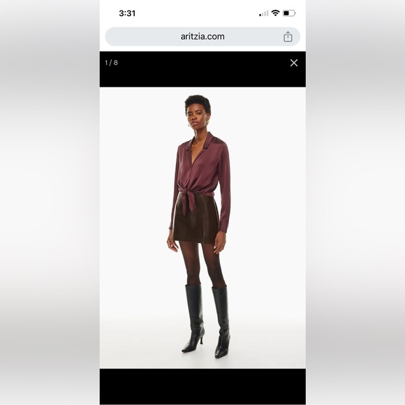 Wilfred tie-front satin blouse in US XS - Picture 4 of 15